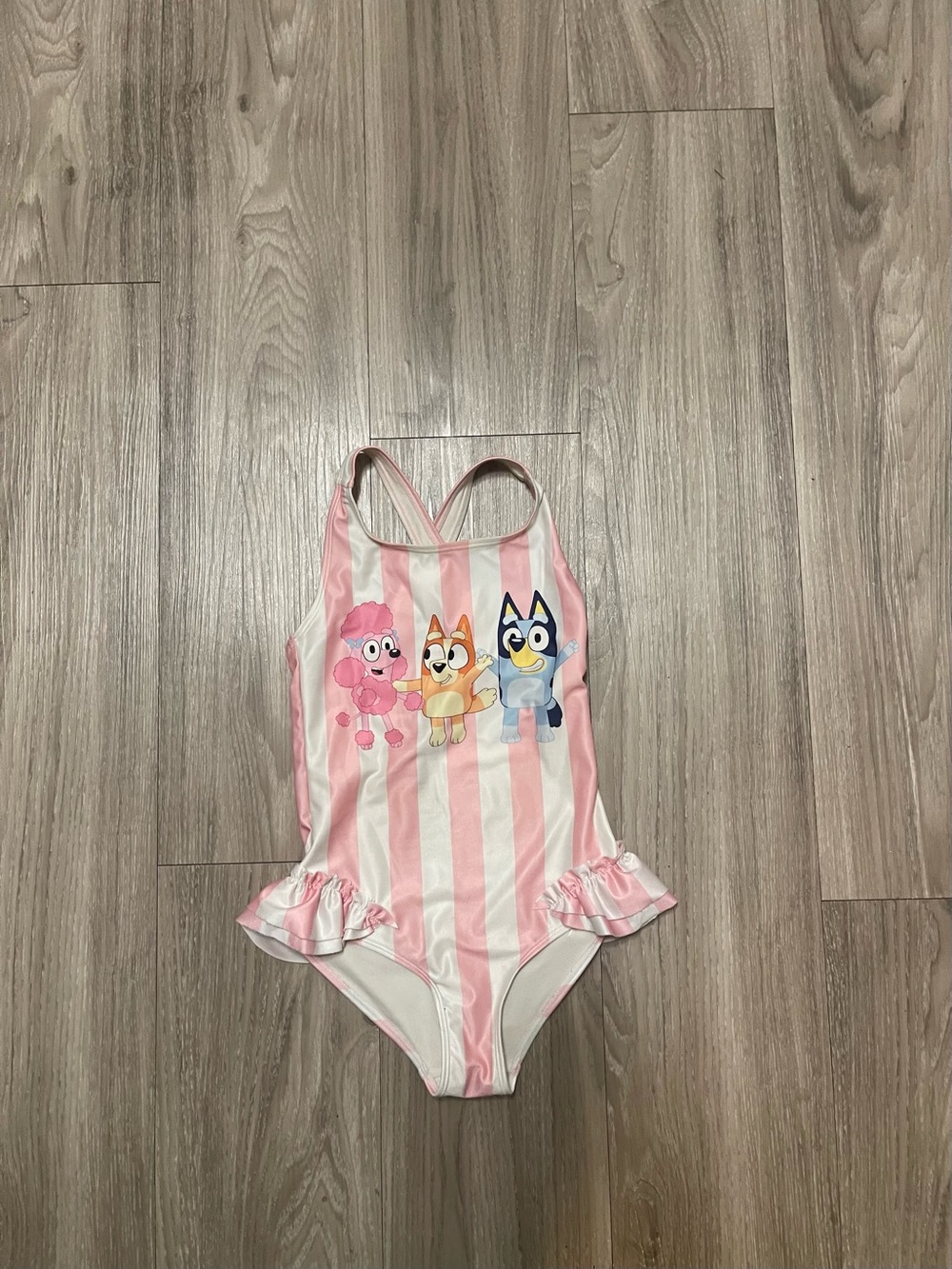 Bluey Girls' Pink Striped One-Piece Swimwear